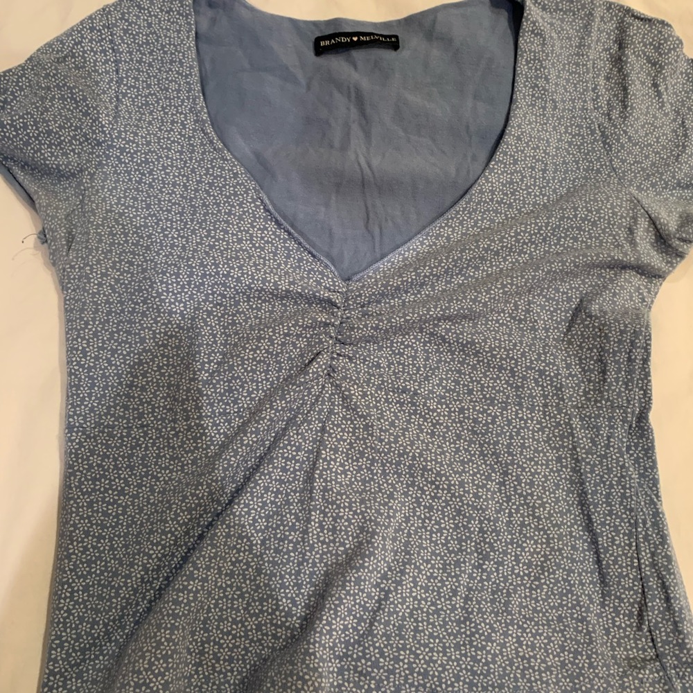 Brandy Melville blue and white floral top